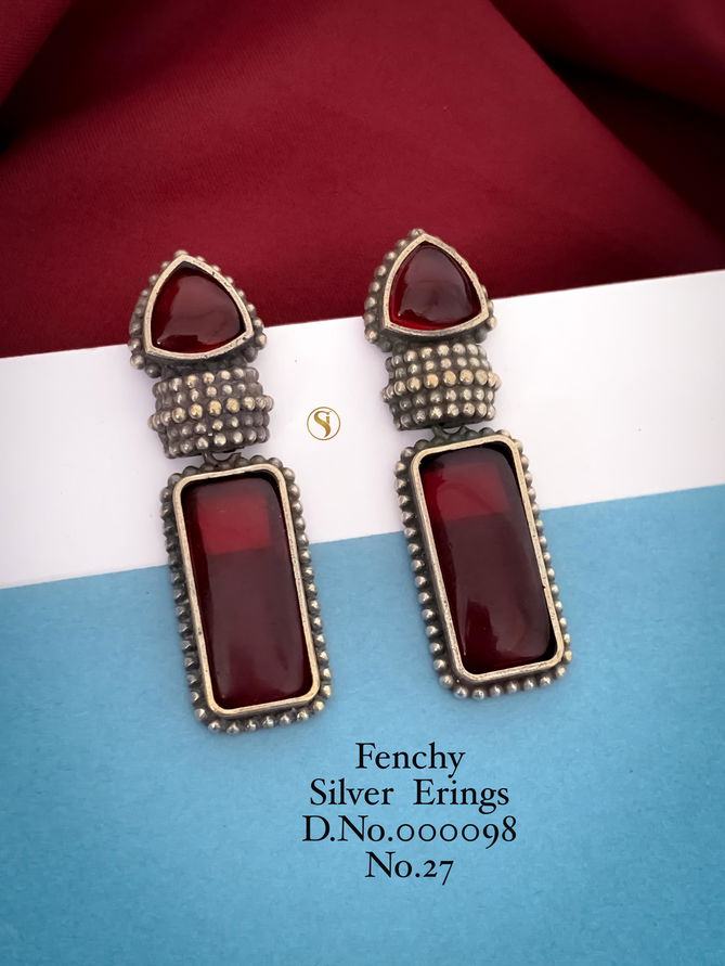 Fancy Silver Designer Party wear Earrings Wholesale Price In Surat
